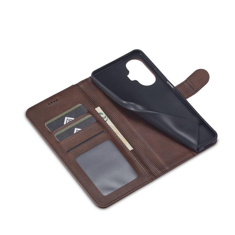 For Realme C55 LC.IMEEKE Calf Texture Horizontal Flip Leather Case(Brown)