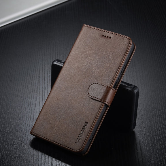For Realme C55 LC.IMEEKE Calf Texture Horizontal Flip Leather Case(Brown)