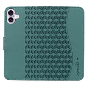 For iPhone 16 Business Diamond Buckle Leather Phone Case with Lanyard(Green)