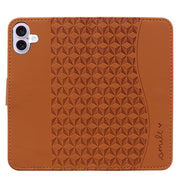 For iPhone 16 Business Diamond Buckle Leather Phone Case with Lanyard(Brown)
