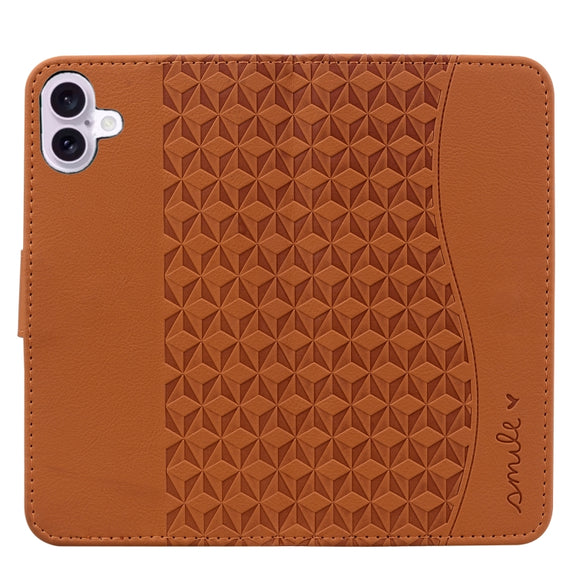 For iPhone 16 Business Diamond Buckle Leather Phone Case with Lanyard(Brown)