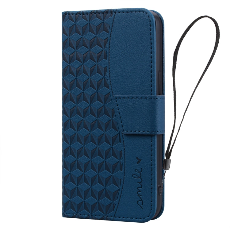 For iPhone 16 Business Diamond Buckle Leather Phone Case with Lanyard(Royal Blue)