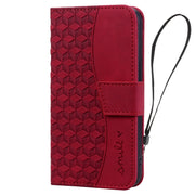 For iPhone 16 Plus Business Diamond Buckle Leather Phone Case with Lanyard(Wine Red)
