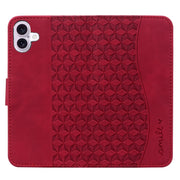 For iPhone 16 Plus Business Diamond Buckle Leather Phone Case with Lanyard(Wine Red)