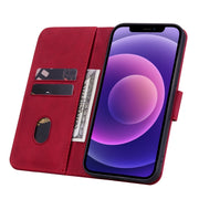 For iPhone 16 Plus Business Diamond Buckle Leather Phone Case with Lanyard(Wine Red)