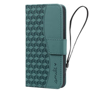 For iPhone 16e Business Diamond Buckle Leather Phone Case with Lanyard(Green)