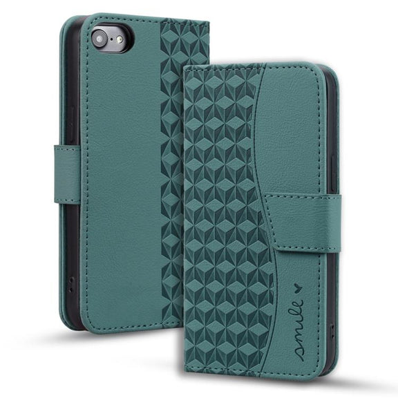 For iPhone 16e Business Diamond Buckle Leather Phone Case with Lanyard(Green)