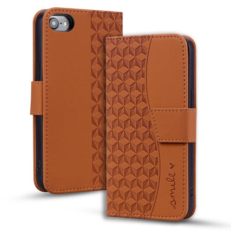 For iPhone 16e Business Diamond Buckle Leather Phone Case with Lanyard(Brown)