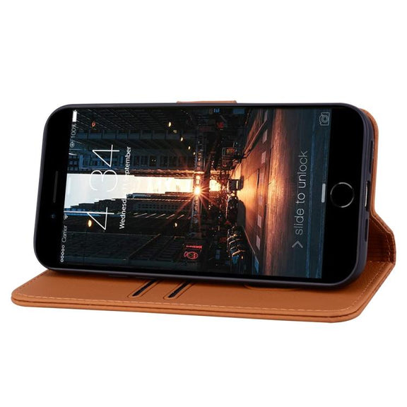 For iPhone 16e Business Diamond Buckle Leather Phone Case with Lanyard(Brown)