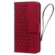 For iPhone 16e Business Diamond Buckle Leather Phone Case with Lanyard(Wine Red)