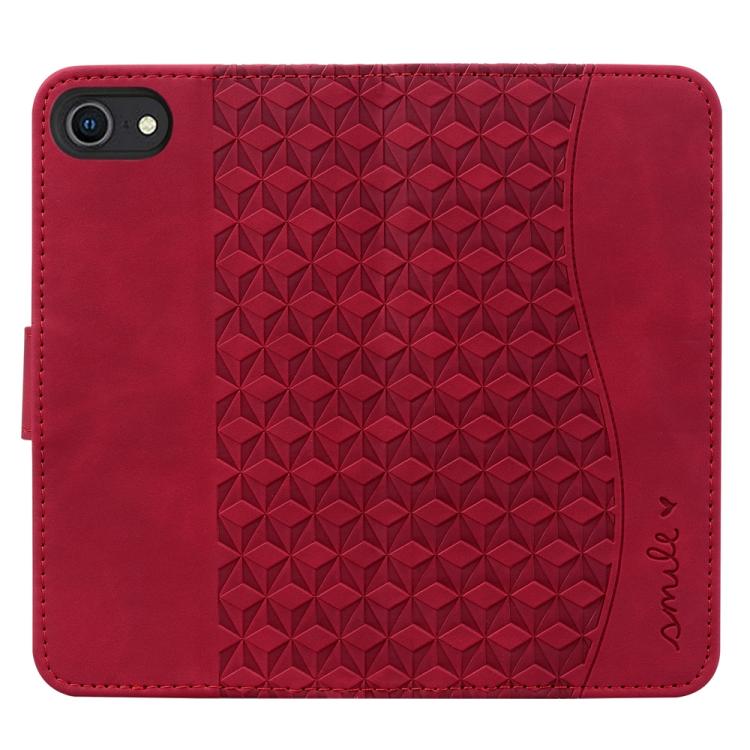 For iPhone 16e Business Diamond Buckle Leather Phone Case with Lanyard(Wine Red)