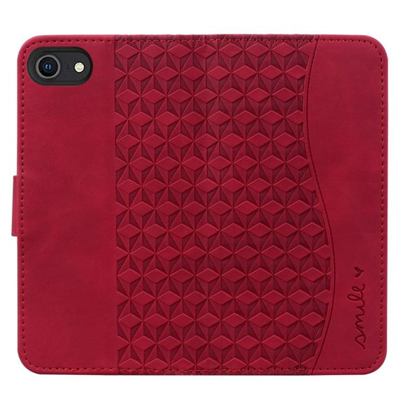 For iPhone 16e Business Diamond Buckle Leather Phone Case with Lanyard(Wine Red)