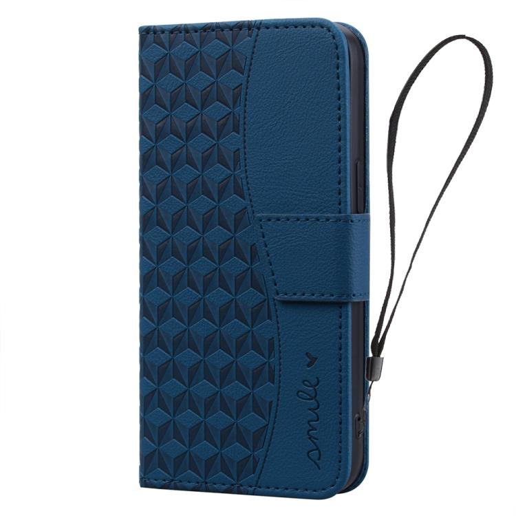 For iPhone 16e Business Diamond Buckle Leather Phone Case with Lanyard(Royal Blue)
