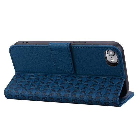 For iPhone 16e Business Diamond Buckle Leather Phone Case with Lanyard(Royal Blue)