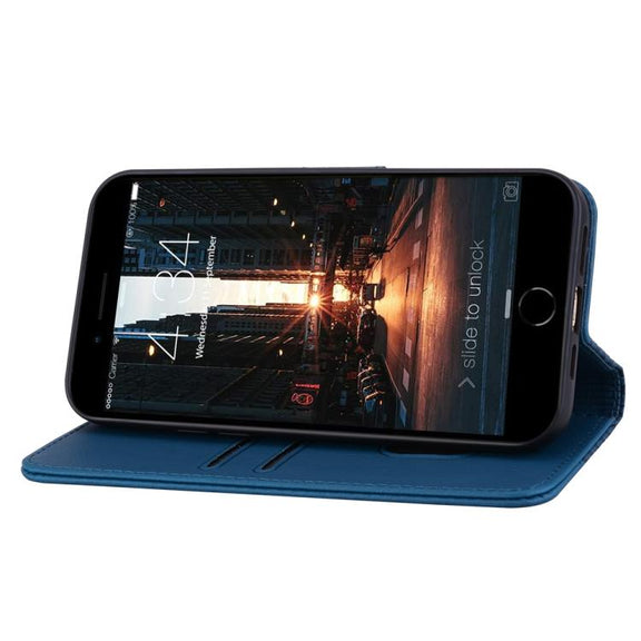 For iPhone 16e Business Diamond Buckle Leather Phone Case with Lanyard(Royal Blue)