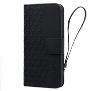 For iPhone 16e Business Diamond Buckle Leather Phone Case with Lanyard(Black)