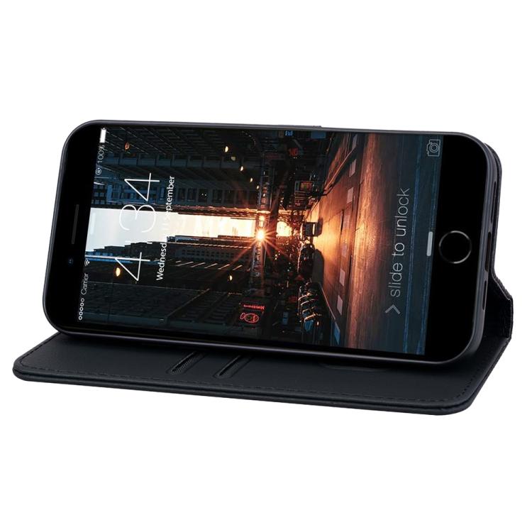 For iPhone 16e Business Diamond Buckle Leather Phone Case with Lanyard(Black)