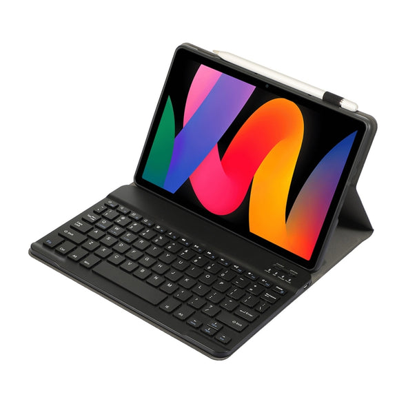 For Xiaomi Redmi Pad SE 11 inch A0N9 Lambskin Texture Ultra-thin Detachable Bluetooth Keyboard Leather Case(Black)