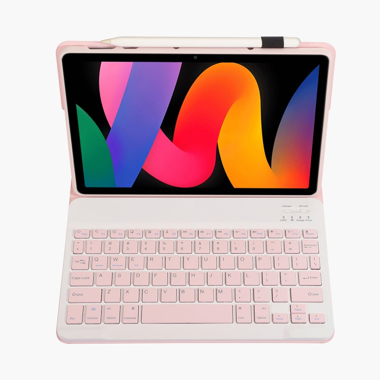For Xiaomi Redmi Pad SE 11 inch A0N9 Lambskin Texture Ultra-thin Detachable Bluetooth Keyboard Leather Case(Pink)