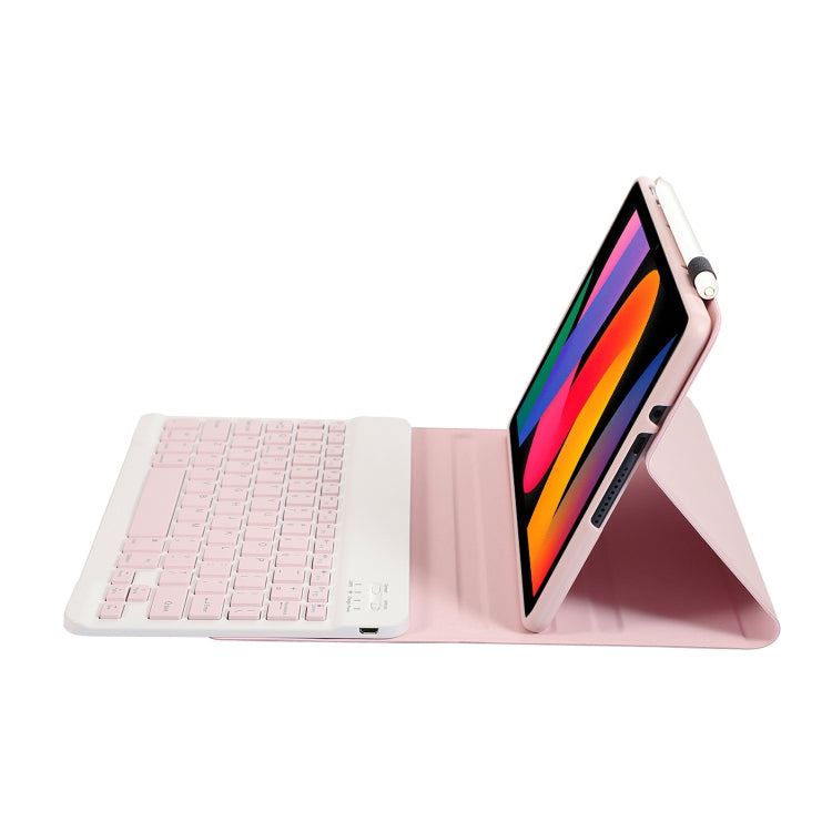 For Xiaomi Redmi Pad SE 11 inch A0N9 Lambskin Texture Ultra-thin Detachable Bluetooth Keyboard Leather Case(Pink)