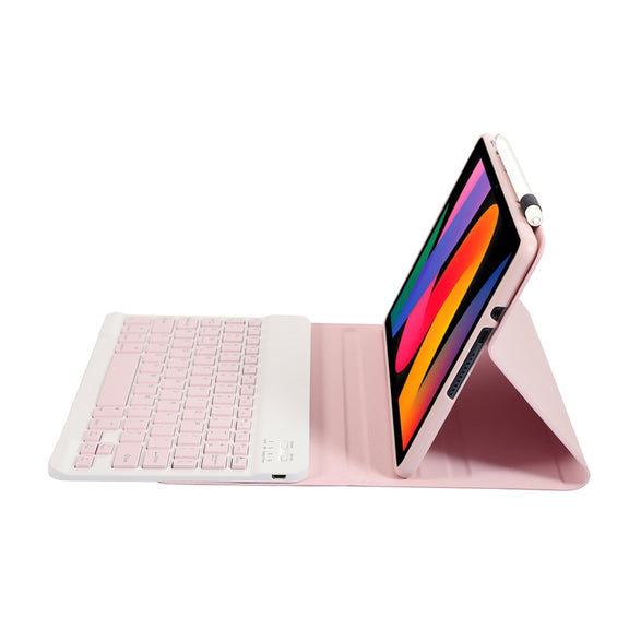 For Xiaomi Redmi Pad SE 11 inch A0N9 Lambskin Texture Ultra-thin Detachable Bluetooth Keyboard Leather Case(Pink)