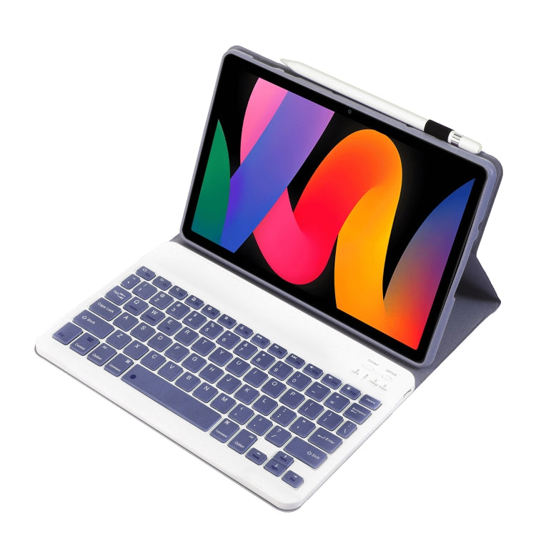 For Xiaomi Redmi Pad SE 11 inch A0N9 Lambskin Texture Ultra-thin Detachable Bluetooth Keyboard Leather Case(Purple)