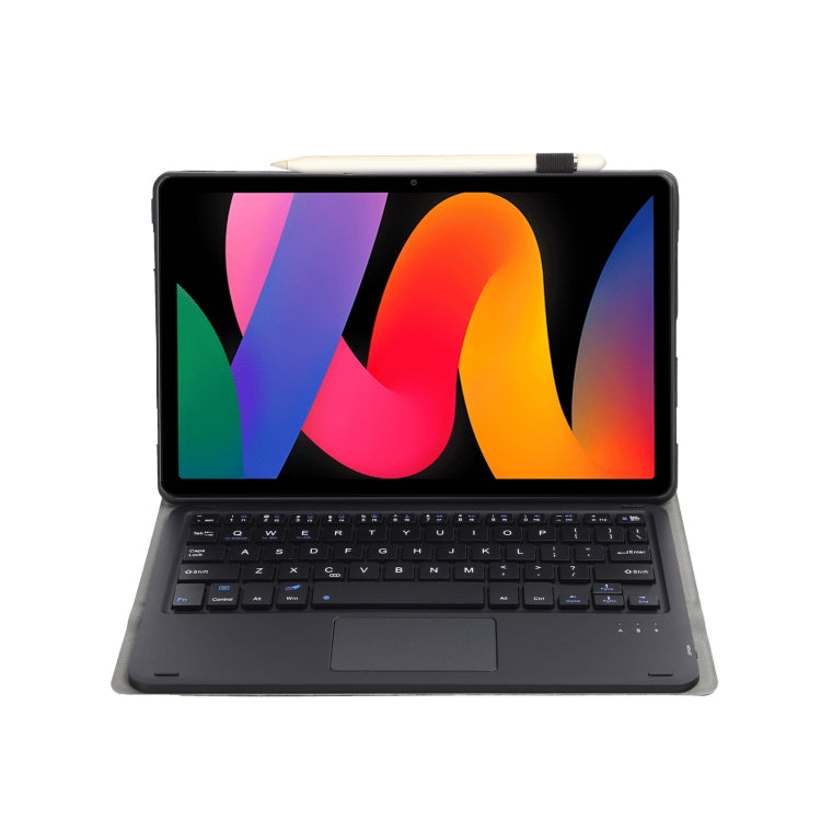 For Xiaomi Redmi Pad SE 11 inch A0N9-A Lambskin Texture Ultra-thin Detachable Bluetooth Keyboard Leather Case with Touchpad(Black)