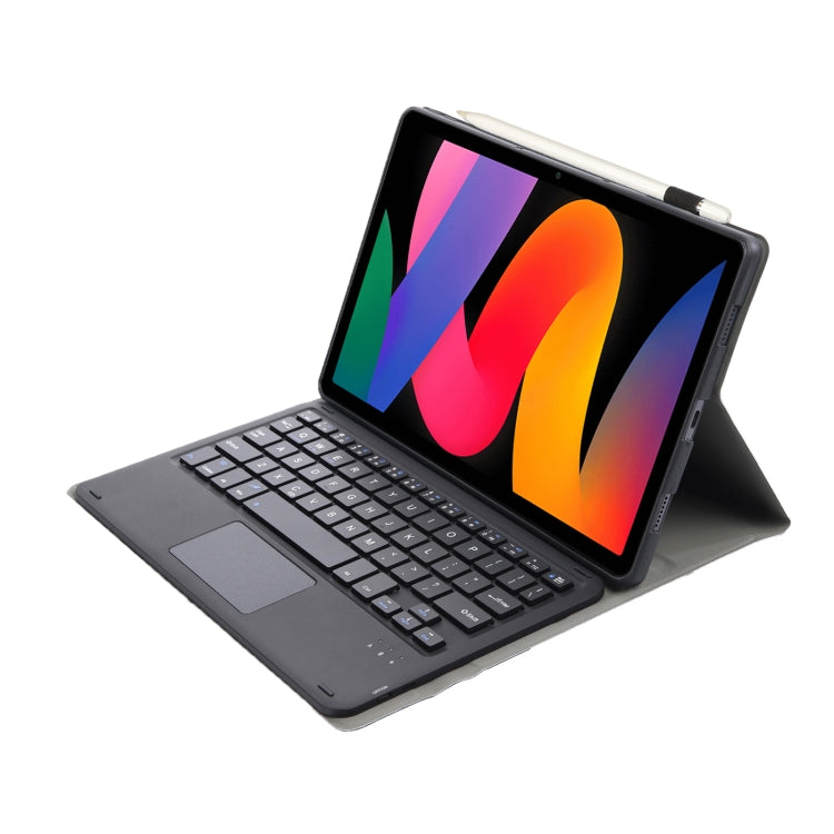 For Xiaomi Redmi Pad SE 11 inch A0N9-A Lambskin Texture Ultra-thin Detachable Bluetooth Keyboard Leather Case with Touchpad(Black)
