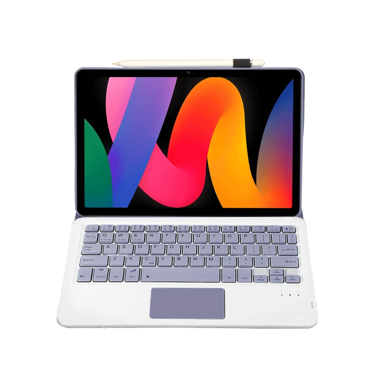 For Xiaomi Redmi Pad SE 11 inch A0N9-A Lambskin Texture Ultra-thin Detachable Bluetooth Keyboard Leather Case with Touchpad(Purple)