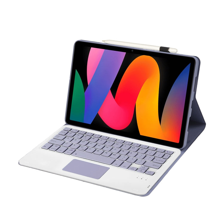For Xiaomi Redmi Pad SE 11 inch A0N9-A Lambskin Texture Ultra-thin Detachable Bluetooth Keyboard Leather Case with Touchpad(Purple)