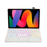 For Xiaomi Redmi Pad SE 11 inch A0N9-AS Lambskin Texture Ultra-thin Detachable Backlight Bluetooth Keyboard Leather Case with Touchpad(Pink)