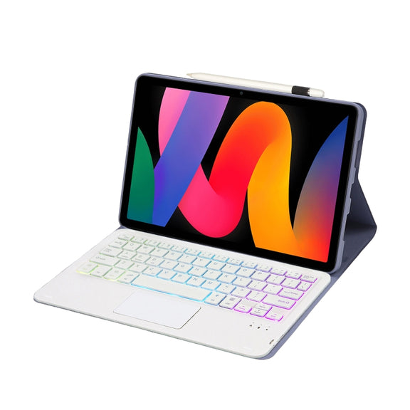 For Xiaomi Redmi Pad SE 11 inch A0N9-AS Lambskin Texture Ultra-thin Detachable Backlight Bluetooth Keyboard Leather Case with Touchpad(Purple)