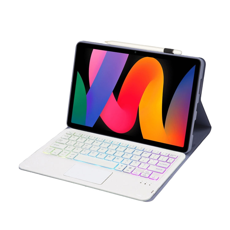 For Xiaomi Redmi Pad SE 11 inch A0N9-AS Lambskin Texture Ultra-thin Detachable Backlight Bluetooth Keyboard Leather Case with Touchpad(Purple)