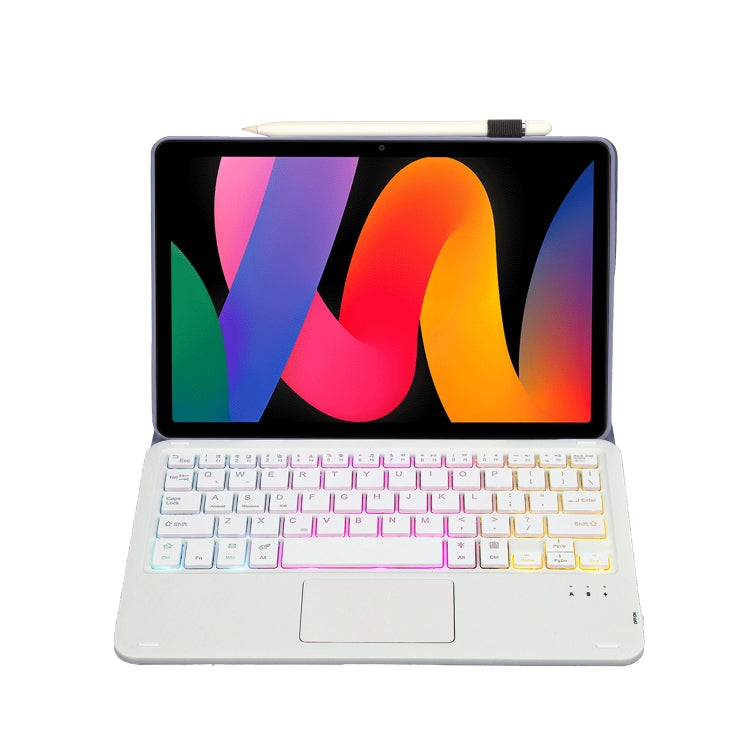 For Xiaomi Redmi Pad SE 11 inch A0N9-AS Lambskin Texture Ultra-thin Detachable Backlight Bluetooth Keyboard Leather Case with Touchpad(Purple)