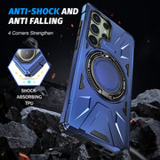For Samsung Galaxy S23 5G MagSafe Magnetic Shockproof Phone Case with Ring Holder(Navy Blue)