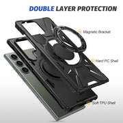 For Samsung Galaxy S23 5G MagSafe Magnetic Shockproof Phone Case with Ring Holder(Black)