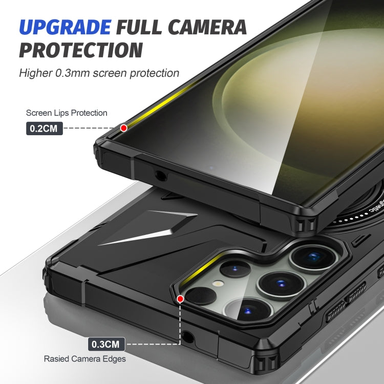 For Samsung Galaxy S23 5G MagSafe Magnetic Shockproof Phone Case with Ring Holder(Black)