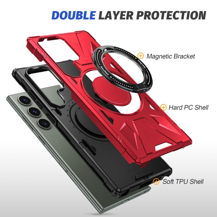 For Samsung Galaxy S23 5G MagSafe Magnetic Shockproof Phone Case with Ring Holder(Red)