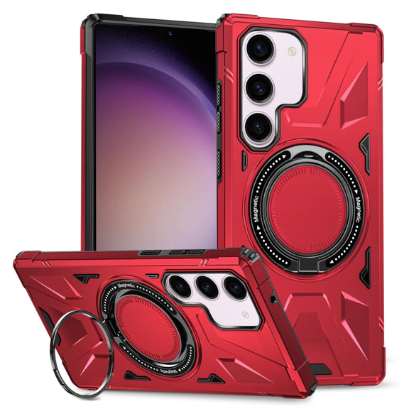 For Samsung Galaxy S23 5G MagSafe Magnetic Shockproof Phone Case with Ring Holder(Red)