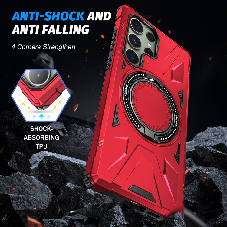For Samsung Galaxy S23 5G MagSafe Magnetic Shockproof Phone Case with Ring Holder(Red)