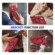 For Samsung Galaxy S23 5G MagSafe Magnetic Shockproof Phone Case with Ring Holder(Red)