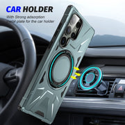 For Samsung Galaxy S23+ 5G MagSafe Magnetic Shockproof Phone Case with Ring Holder(Green)