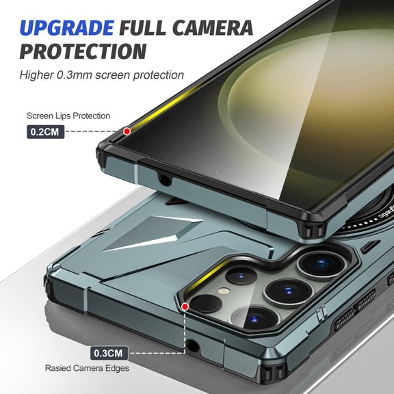 For Samsung Galaxy S23+ 5G MagSafe Magnetic Shockproof Phone Case with Ring Holder(Green)