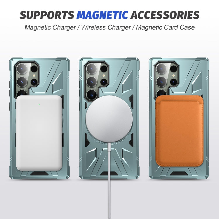 For Samsung Galaxy S23+ 5G MagSafe Magnetic Shockproof Phone Case with Ring Holder(Green)