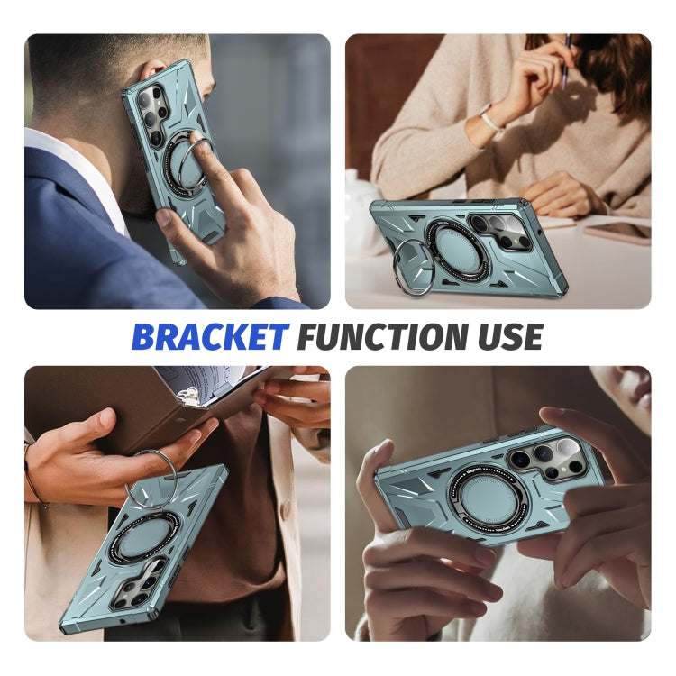 For Samsung Galaxy S23+ 5G MagSafe Magnetic Shockproof Phone Case with Ring Holder(Green)