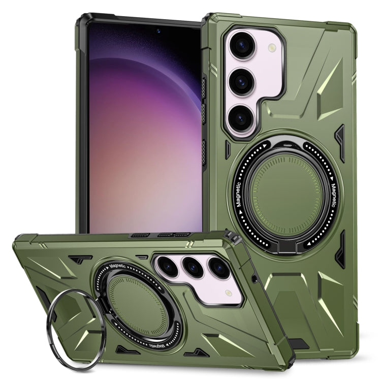 For Samsung Galaxy S23+ 5G MagSafe Magnetic Shockproof Phone Case with Ring Holder(Dark Green)