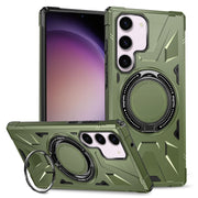 For Samsung Galaxy S23+ 5G MagSafe Magnetic Shockproof Phone Case with Ring Holder(Dark Green)