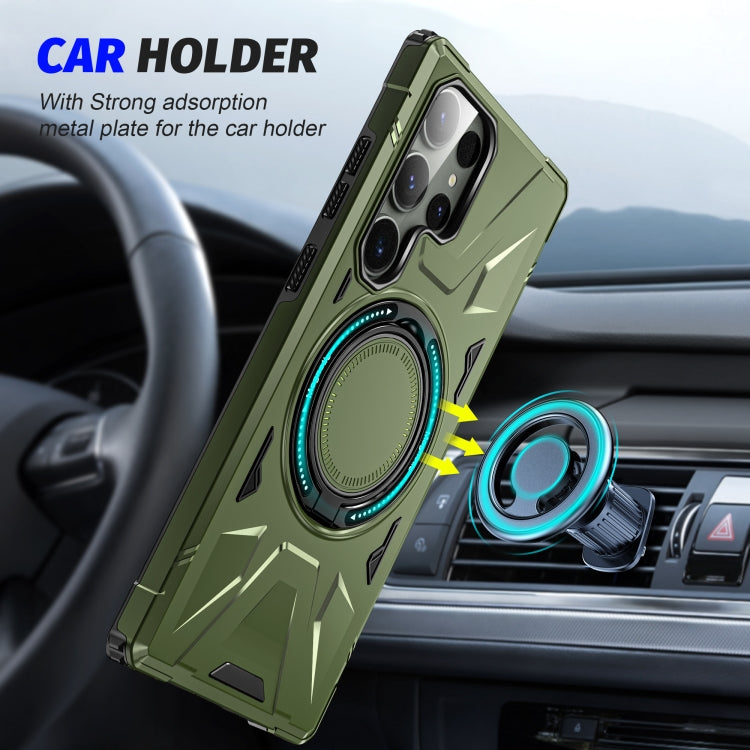 For Samsung Galaxy S23+ 5G MagSafe Magnetic Shockproof Phone Case with Ring Holder(Dark Green)