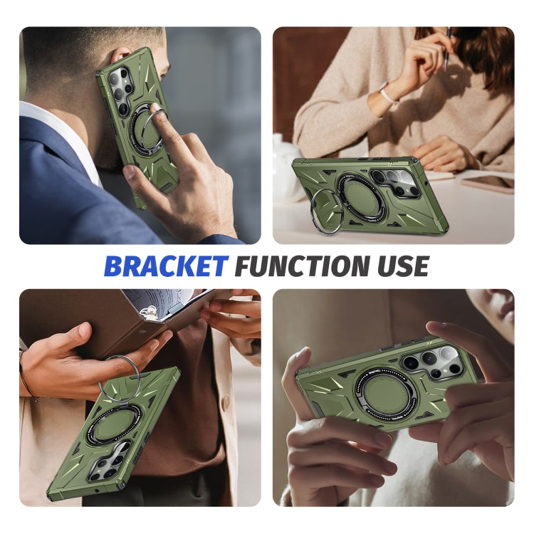 For Samsung Galaxy S23+ 5G MagSafe Magnetic Shockproof Phone Case with Ring Holder(Dark Green)