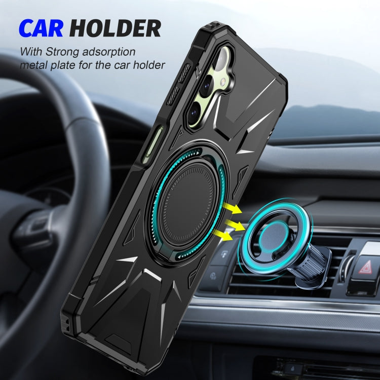 For Samsung Galaxy A54 5G MagSafe Magnetic Shockproof Phone Case with Ring Holder(Black)